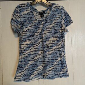 Blue and White Blouse